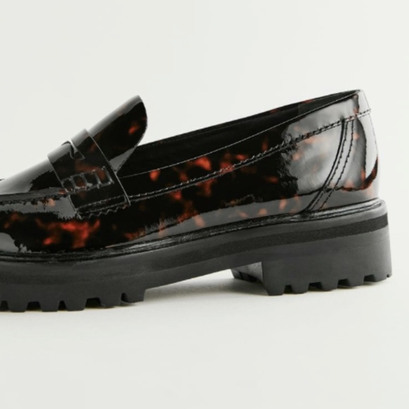 Reformation Agathea Chunky Loafer Patent Tortoise  sz 9 - Picture 2 of 8